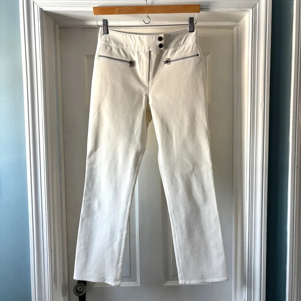 Veronica Beard Metro Crop Stretch Twill Flared Pants White Size 8 - Picture 5 of 16